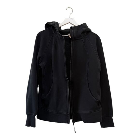 Lululemon Scuba Hoodie Light Cotton Fleece Black Zip Up Jacket Size 12 - Picture 5 of 8
